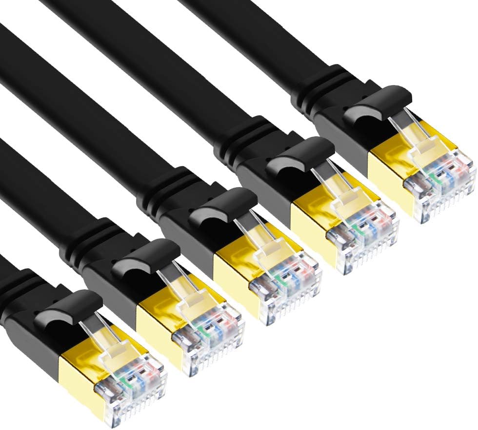 Uhdlink 5Pack Flat CAT8 Cable Black